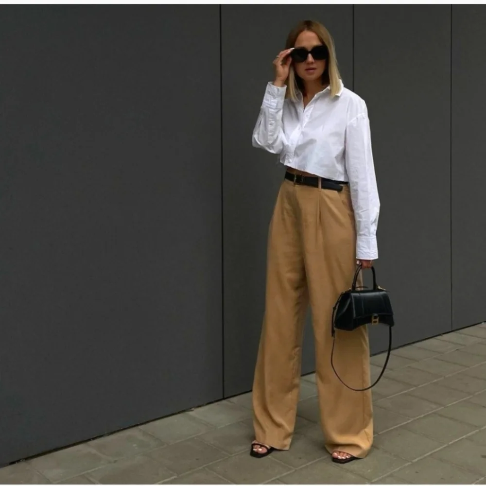 ZARA * WIDE LEG PANTS CAMEL Size S